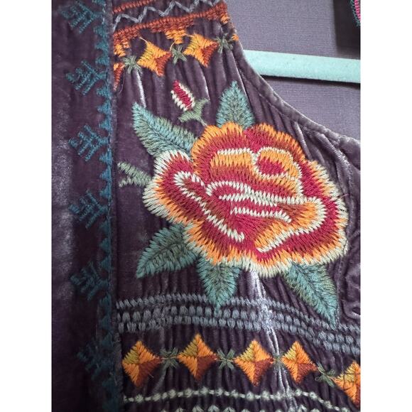 Johnny Was JWLA Rebekah Velvet Button Djellaba Midi Dress Silk Blend Size S Boho - Picture 5 of 9
